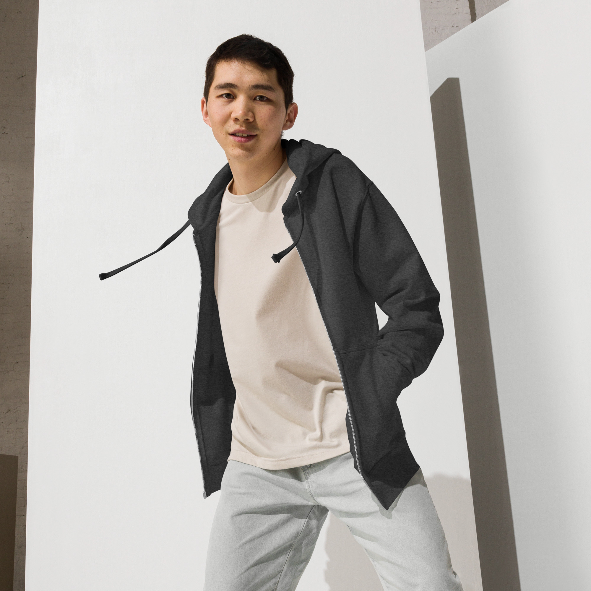 Unisex fleece zip up hoodie - Image 8